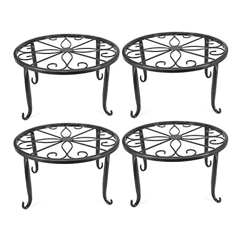 ANQIA 4PCS Indoor Metal Plant Stand Flower Pot Stand,Set of 4 Iron Plant Stands (Black) Cover
