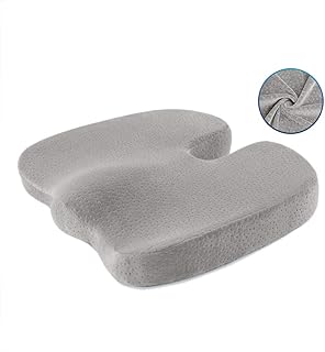 PeiQiH Espuma De Memoria Ortopédico Acolchado del Asiento, Ergonomico Diseño Dolor De Coxis Alivio Lumbalgia Ciática Oficina Silla De La Computadora Asiento Coche Asiento-a-Gris 45x36x5cm