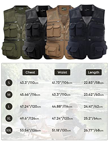Sukany Men's Mesh Fishing Vest Utility Multi-Pocket Outdoor Work Shooting Safari Travel Photography Vest Army Green S - Image 5