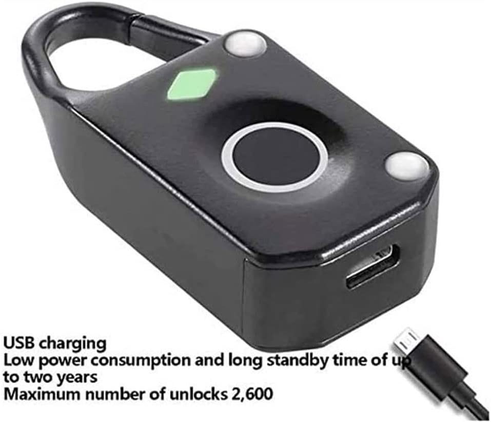TOEWOE Fingerprint Padlock, Biometric Keyless Travel Lock, Smart Fingerprint Lock, USB Rechargeable, Suitable for Backpack, Luggage, Suitcase, Gym Locker