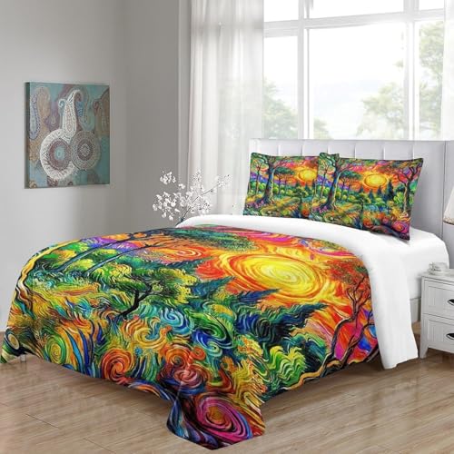 Housse de couette microfibre 220x240 paysage avec fermeture éclair