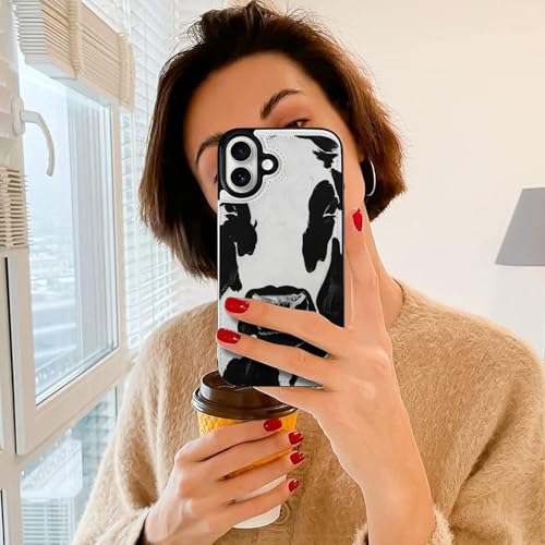 Étui portefeuille à rabat iPhone 16 Plus cuir imprimé vache noire - 6