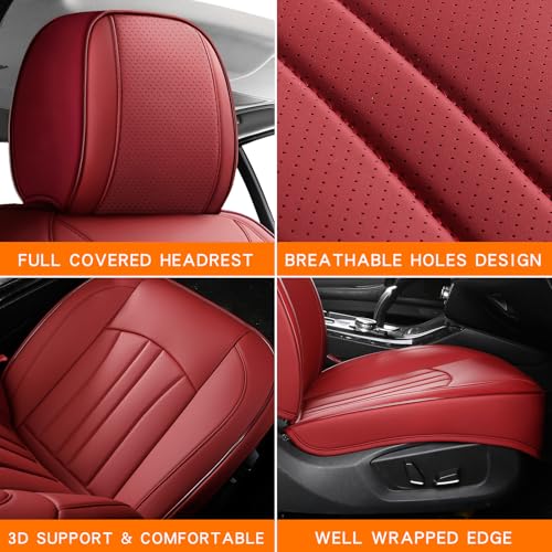 Image of Car Seat Covers,Car Seat Protector Waterproof,Seat Covers Front Set, Car Seat Protectors,Automotive Seat Covers Fit for Most Cars Wine Red