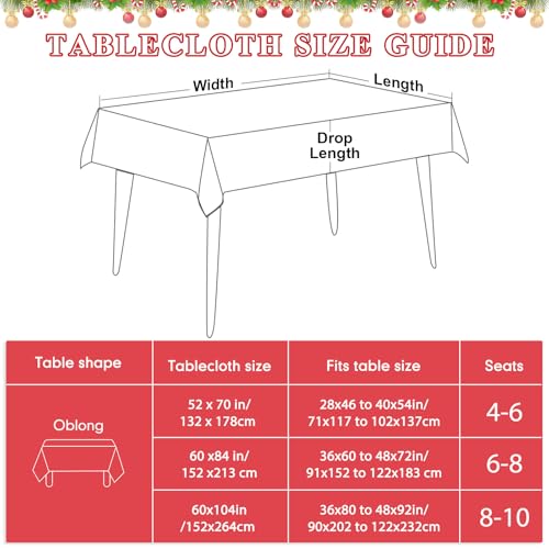 Tiamon Christmas Tablecloth Table Cover 60 x 84 Inch for Rectangle Table, Washable Red Buffalo Plaid Snowman Santa Claus Cover Decorations for Xmas Winter Holiday Party Supplies – Image 4