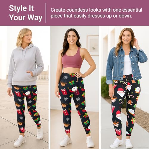 SATINA High Waisted Leggings for Women - Capri, Full Length, Fleece and with Pockets Women's Leggings - New - Thumbnail 6