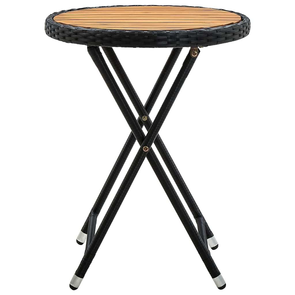Stolik do herbaty na zewnątrz 60 cm, masywny akacja, czarny