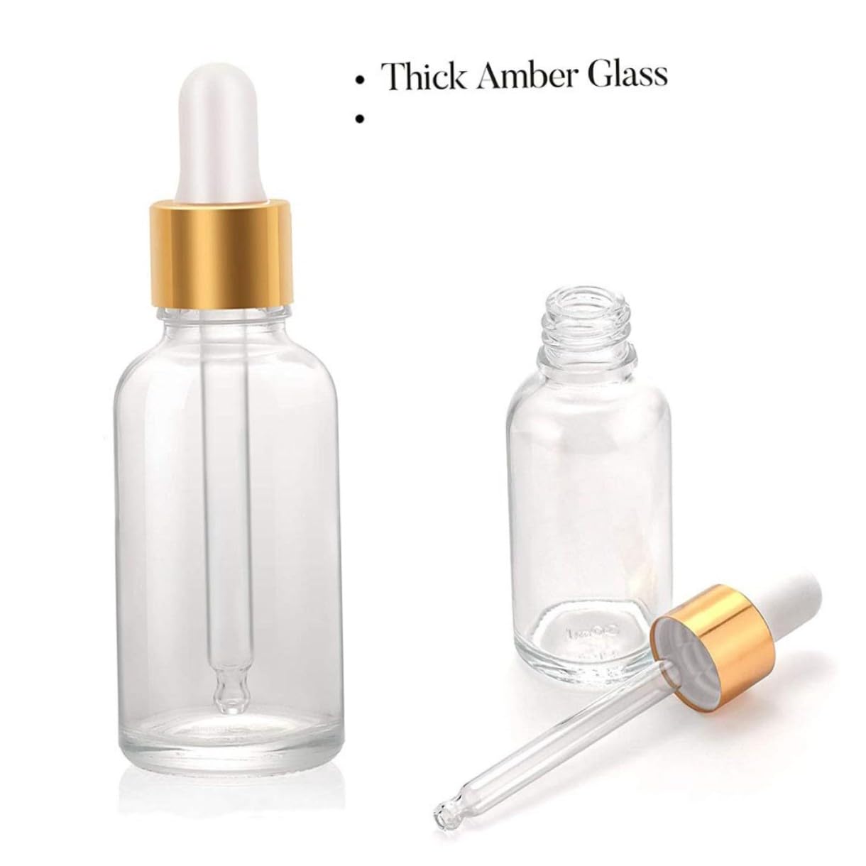 24 Stück 30ml Tropfflaschen aus Glas mit Ausgießkappe | 6 Edelstahl Trichter und Glas Pipette, Wiederbefüllbar, für Tinkturen und Kosmetik Reisen