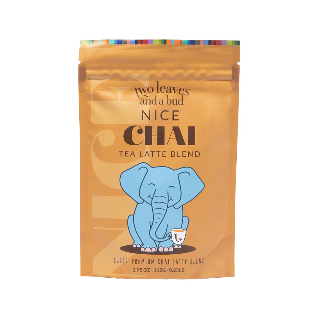 Two Leaves and a Bud Nice Chai Latte Mix, Powdered Chai Latte Tea Mix, Vegan, Dairy Free, Low Sugar, Iced or Hot Lattes | 1 Resealable Bag, 3.95 oz | 8 servings