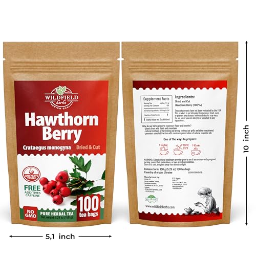 Image of 100 Bags Hawthorn Berry Herbal Tea (Crataegi fructus) - 100 Tea Bags 1.5g Hawthorn Fruit Espino Blanco