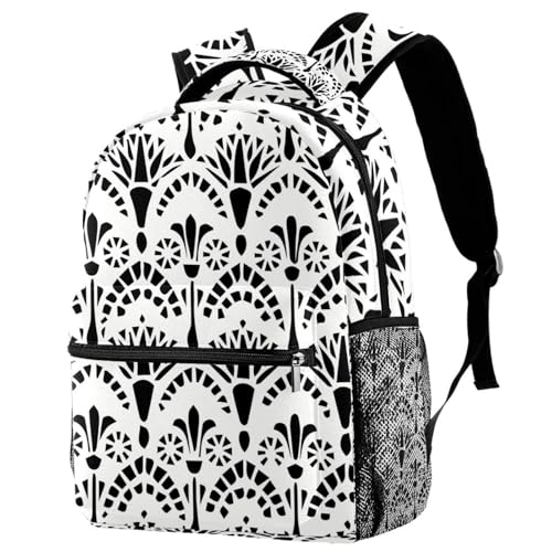 Sac à dos d'école motif floral égyptien pour adolescents et filles (29x20x40cm)