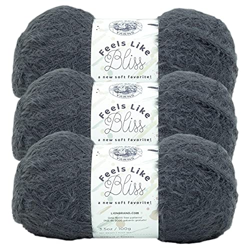 Image of Lion Brand Yarn Feels Like Bliss, Bulky Yarn for Knitting, Slate, 3 Pack