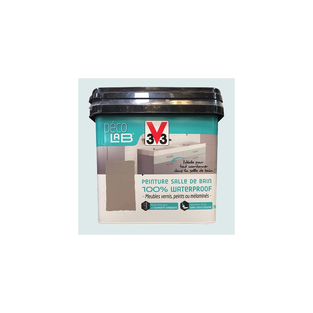 V33 Déco LAB Peinture Salle de bain 100% Waterproof Galet 0,​75 L