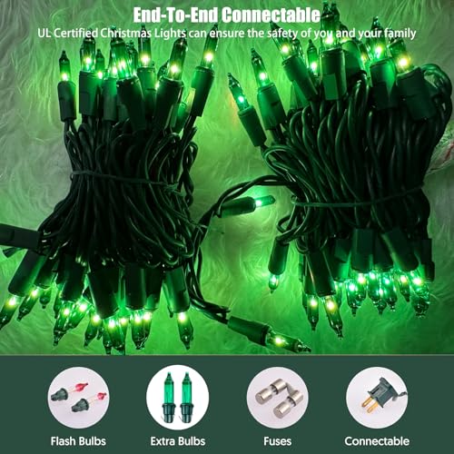 HISHINY Green String Lights 100 Count Mini St. Patrick's Day Decorations Lights with Green Wire for Outdoor Christmas Decorations Indoor Decor,UL Certified (21feet) - Image 5