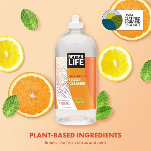 Image of Better Life Floor Cleaner - Liquid Multipurpose Cleaner for Wood, Tile, Laminate, Vinyl, Bamboo for Mopping - Citrus Mint 1 Gallon Refill