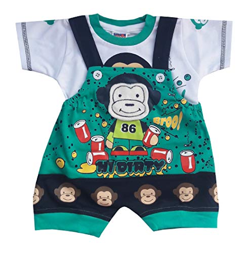 Image of Baby Boy Girl Knee Length Cotton Dungaree (Upto 2 Years)