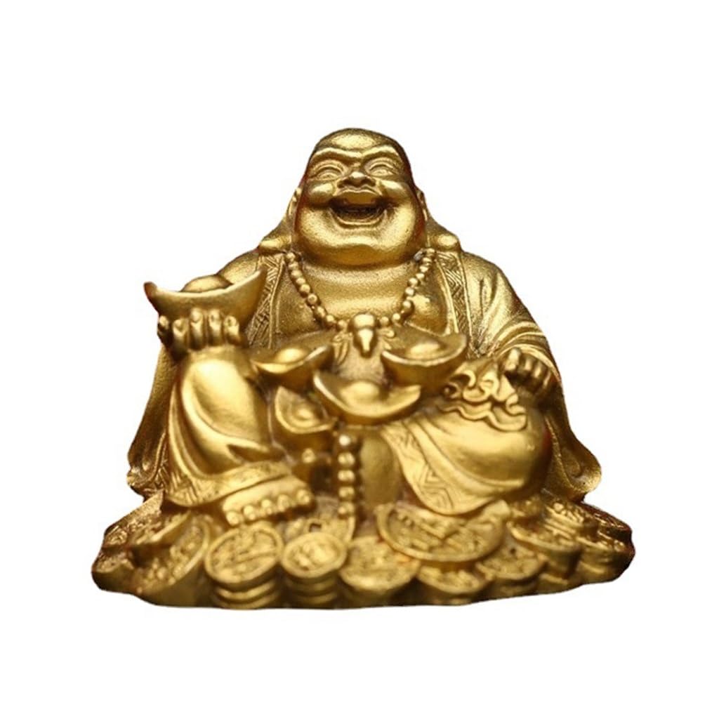 Statue de Jardin Maitreya Bouddha Grand Ventre décoration Feng Shui en laiton taille M