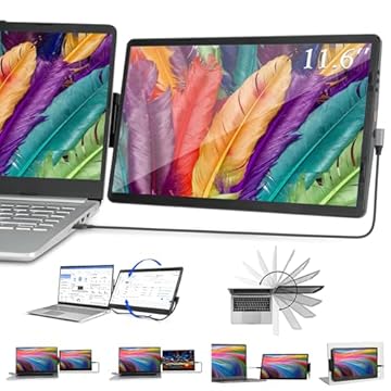 【armazém brasil】Extensor de tela de laptop, monitor de computador portátil de 11,6 polegadas, monitor de computador portátil giratório Para Laptop PC Phone, Conectado Com Type-C/Hdmi, Plug And Play