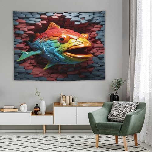 Tenture murale poisson en tissu imprimé pour cocooning unique - 4