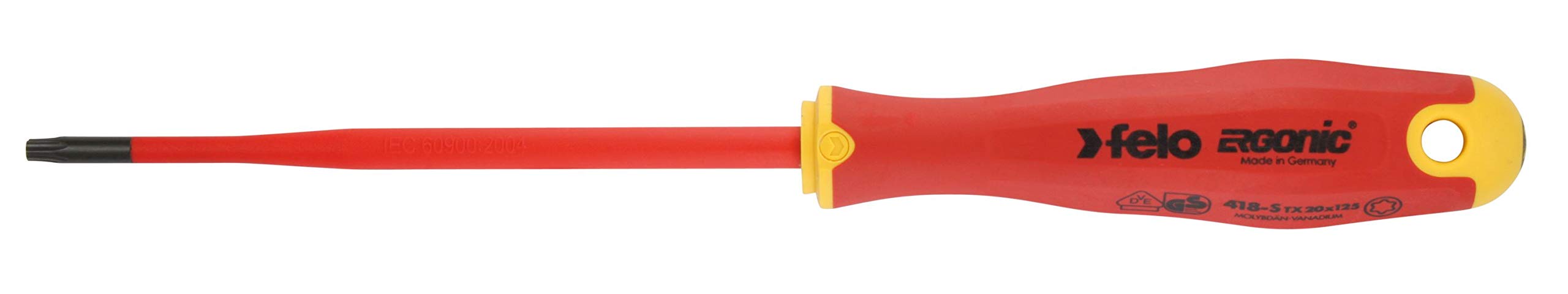 Felo 0715762663 Torx T10 E-Slim Insulated Screwdriver with Length 4", Multi-coloured