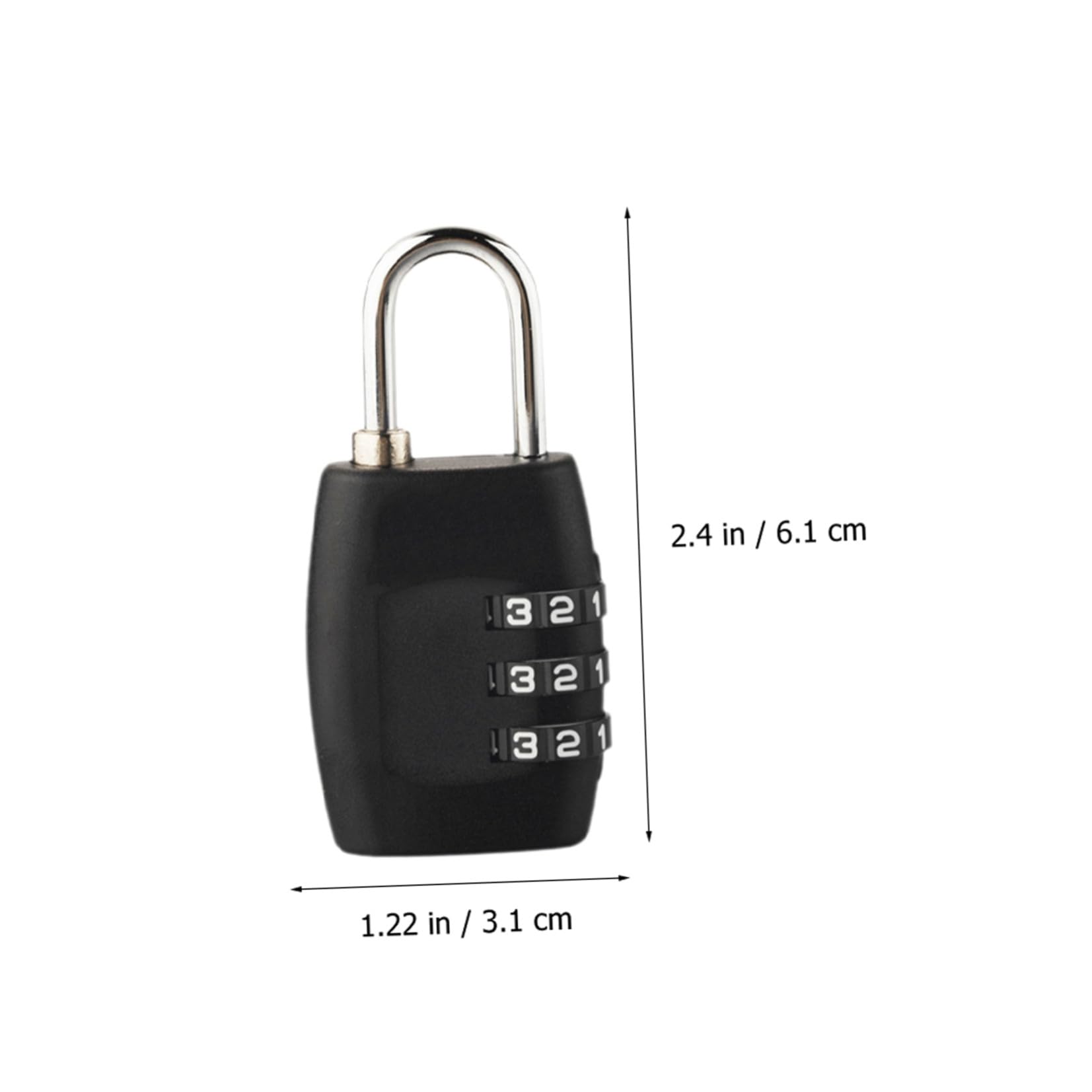 Lucchetto con Codice per Bagagli a 3 Numeri, 3 Pezzi Nero | PC e Acciaio, Impostazione Password, per Zaini e Borse, Uso Viaggio, Semplice e Moda