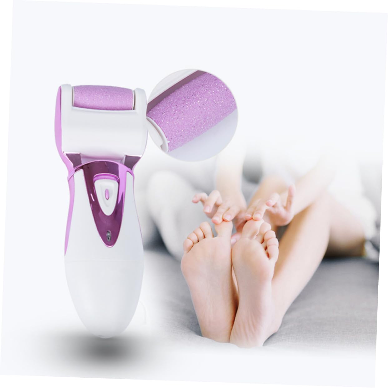 Healvian Elektrischer Hornhautentferner für Füße mit USB Aufladung und Ergonomischer Form Inklusive 1 Ersatzrolle zur Hornhautentfernung Sohlen und Zehen Beim Reisen