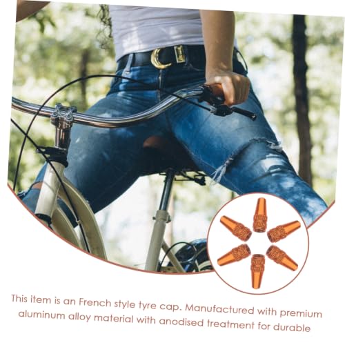 6 tapas naranjas para válvula de neumático de bicicleta, de aluminio, con excelente sellado y protección contra el polvo, tratamiento anodizado miniatura 3