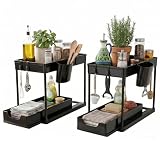 Ribech Lot de 2 Organisateur Sous Évier, 2 Niveaux avec Tiroirs, Rangement Coulissant pour...