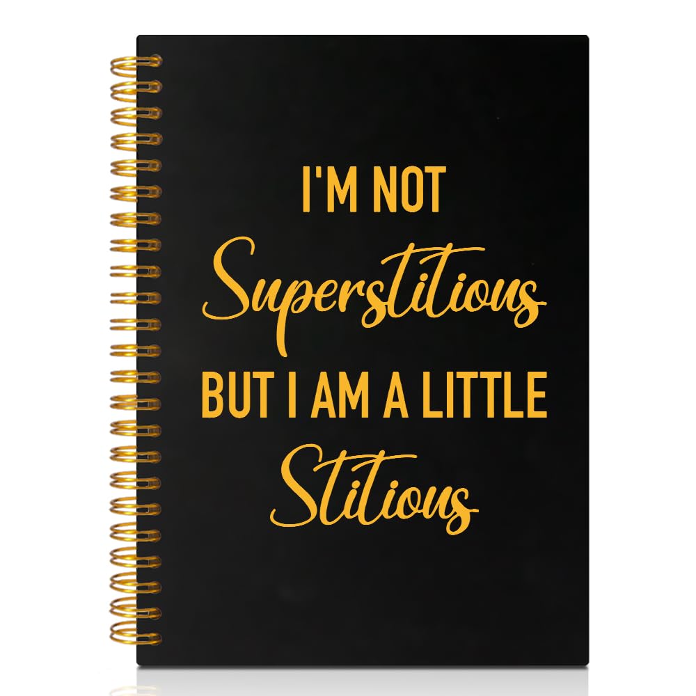 PUVOXHO I'm not Superstitious But I am A Little Stitious 160 Blank Pages Spiral Notebook, Michael Scott, The Office Gifts, Funny Gifts for Women Men