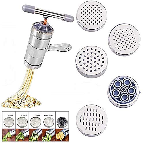 Lovelegis Máquina de Pasta Fresca - Acero - manivela - 5 tamaños - Espagueti - Fideos - Fideos pequeños - Idea de Regalo de cumpleaños