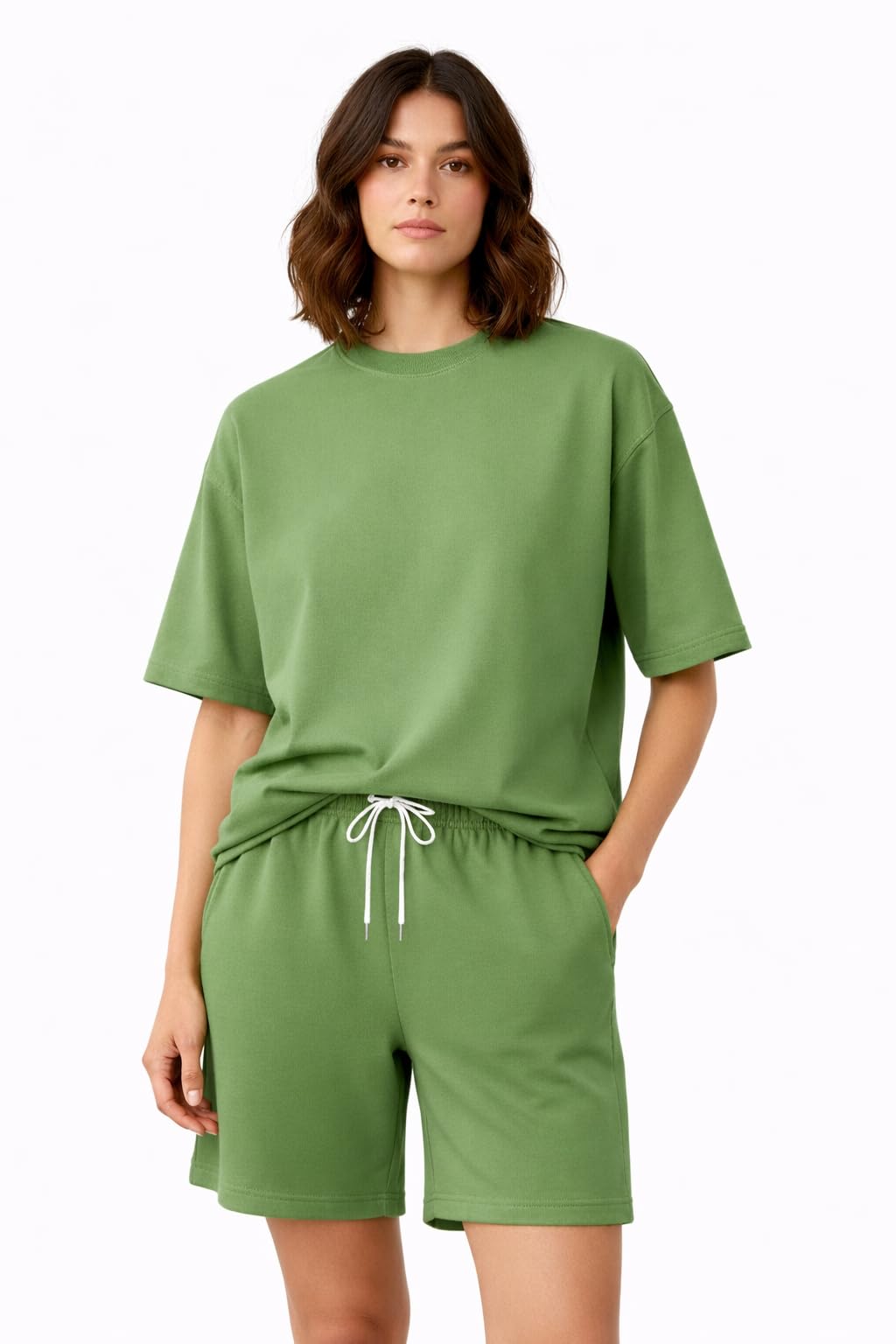 zilcon Women’s Solid Color T-Shirt & Drawstring Shorts Co-Ord Set | Casual Lounge Wear Summer Outfit-picture-18