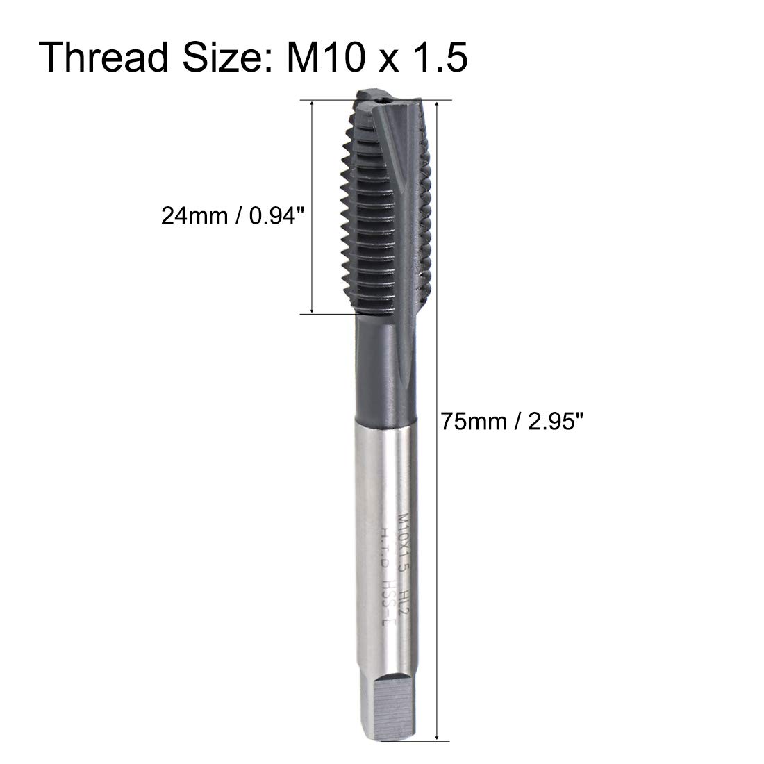 M10 Threading Taps - High Speed Steel, Spiral Flute -2 M10 Threading Taps - High Speed Steel, Spiral Flute -2