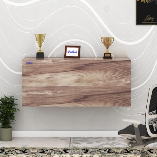 Image of Anikaa EduDesk Wall Mounted Foldable Study Table with Storage Shelves, Floating Wall Desk for Home Office, Laptop & Computer Desk, Engineered Wood, Space-Saving Fold-Down Workstation (DIY Assemble).