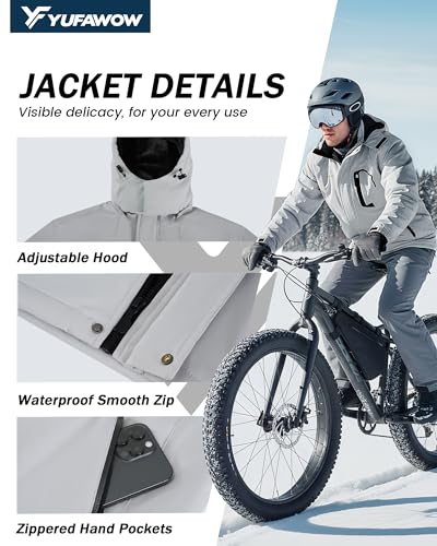 Image of Yufawow Men's Ski Jacket Waterproof Warm Snowboard Jacket Insulated Winter Coat for Outdoor Cold Weather Sports Work