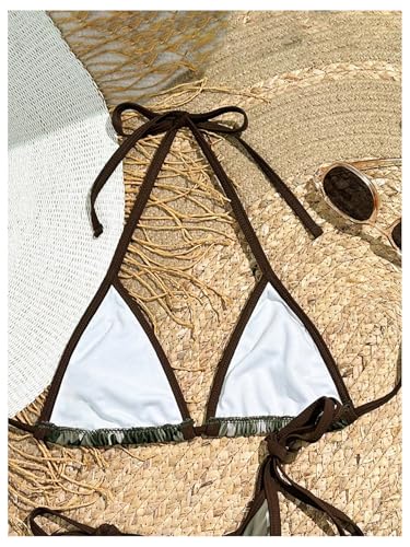 WDIRARA Women's Camo Print Triangle Bikini Tops Halter Sexy String Swim Top Camo2