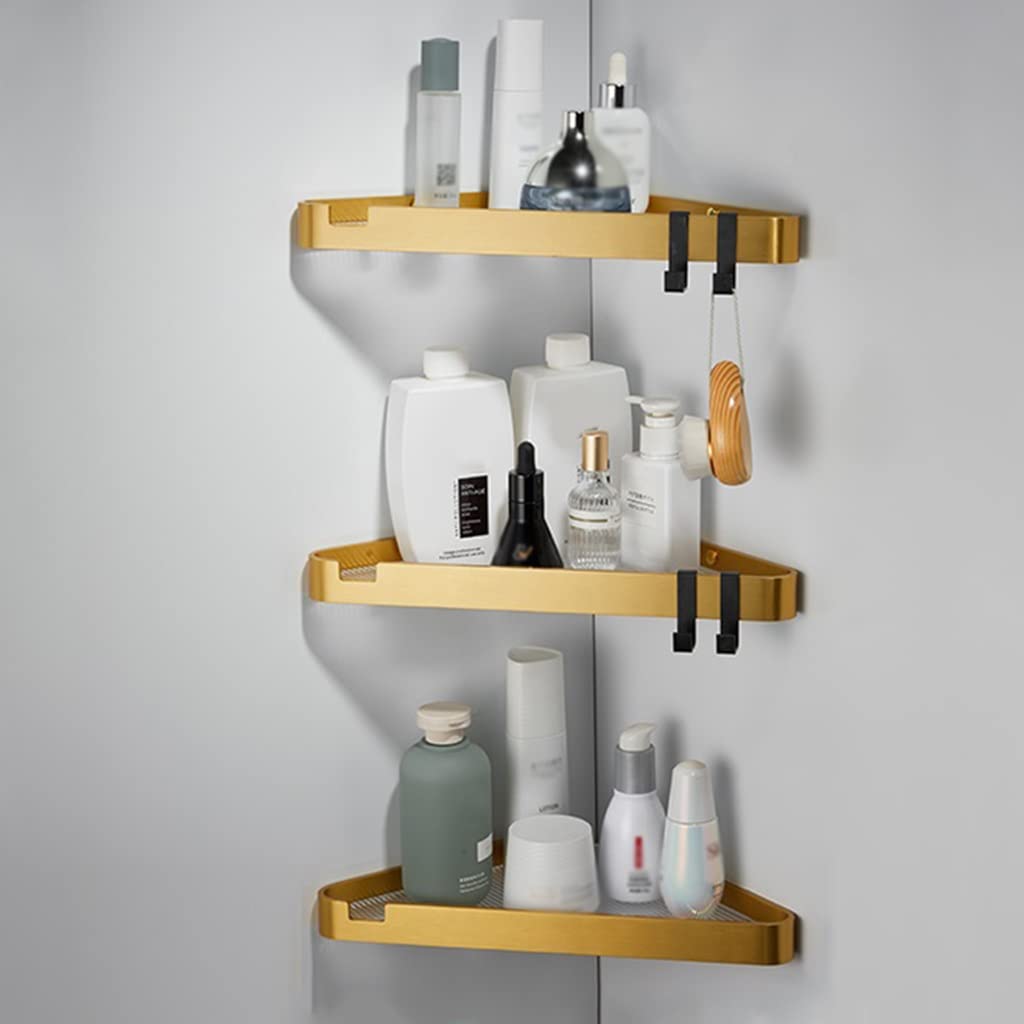 BAHELS Shower Caddy Bathroom Shelf Acrylic Shower Shelf for inside Shower Wall Mounted Storage Organizer Size Brushed Gold