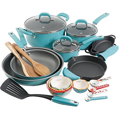 The Pioneer Woman Vintage Speckle Cookware Combo Set 24 Piece Turquoise