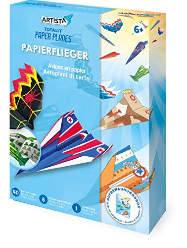 ARTISTA Bricolage pour Enfants-Avion en Papier-Kit créatif dans Une boîte de Rangement Pratique, 9301915, Bleu