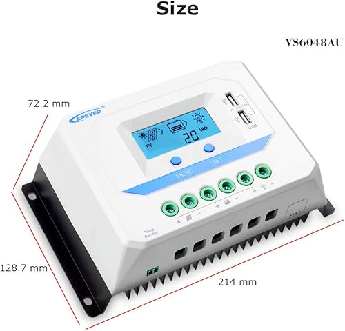 Miniatura 10 de EPEVER Controlador de carga solar de 10 A, regulador de carga de panel solar PWM de trabajo automático de 12 V24 V, con pantalla LCD y potente