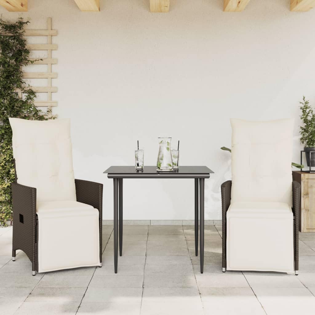 Sedie da pranzo da giardino, poltrona da giardino con cuscino, set da 2 pezzi, regolabile in poli rattan, sedia da giardino, sedia da sala da pranzo, sedia da balcone, mobili da giardino per