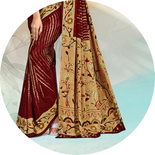 Image of Jaanvi fashion Women's Crepe Silk Saree with Unstitched Blouse Piece | Soft Lightweight Traditional Ethnic Wear Saree for Party, Wedding, Festival