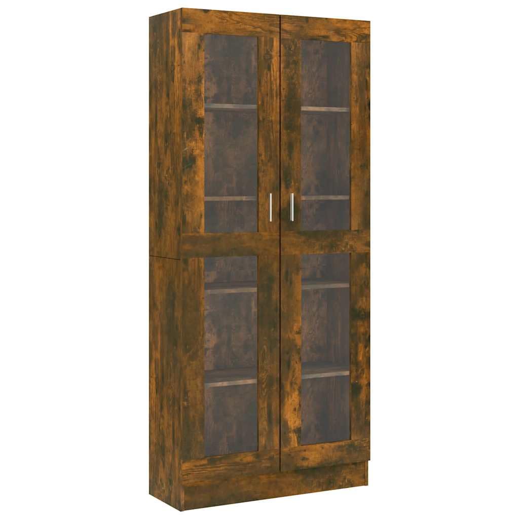 Tomostar Vitrine en Verre, Armoire Vitrine de Collection Armoire Vitrée Bibliothèque Meubles de Rangement pour Salon Chêne fumé 82,5x30,5x185 cm Bois ingénierie