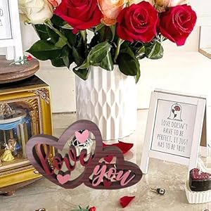 Valentines Day Wooden Sign Valentine's Day Gifts Home Office Table Top Decor Heart Centerpiece Decorations for Tiered Trays Shelf Coffee Bar Mantle Windowsill Love You Valentines Day Wooden Sign Valentines Day Gifts Home Office Table Top Decor Heart Centerpiece Decorations for Tiered Trays Shelf Coffee Bar Mantle Windowsill Love You