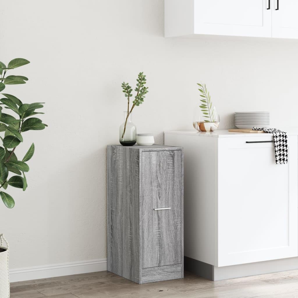 Armadietto per farmacia, grigio sonoma, 30 x 41 x 77,5 cm, in legno, con 2 cassetti e guide in metallo, comò per cucina, soggiorno e ufficio