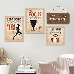 kotart Quotes Wooden Wall Hanging with Poster Frames for Room Office Living Room Bedroom Home Wall Decor - Office Wall Decor - Pack of 4 (Quotes Frames, 6)