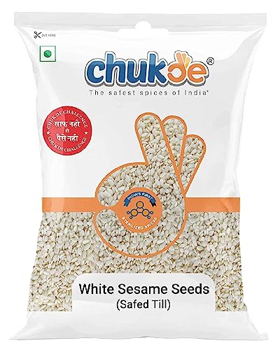 Image of Chukde White Till - 500 Gram (100 Gm x 5) | Topping, Chutney, Desserts, Curry, Seasoning | Good Source of Nutrients, Supports Heart Health, Promotes Bone Health