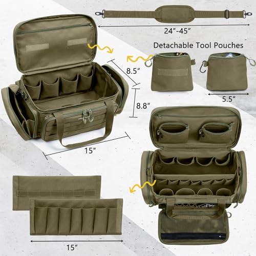 Image of Heavy Duty Tool Bag Organizer with Strong Magnets & Detachable Pouches, Tactical Tool Tote for Men, Multiple Pockets, Anti-Friction Bottom Utility Tool's Bag for Electrician,Mechanic