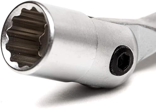 Miniatura 2 de Urrea Llave de cabeza flexible de 12 puntos - Llave combinada de cabeza flexible de 0.591in con extremo de caja de trinquete y extremo abierto fijo