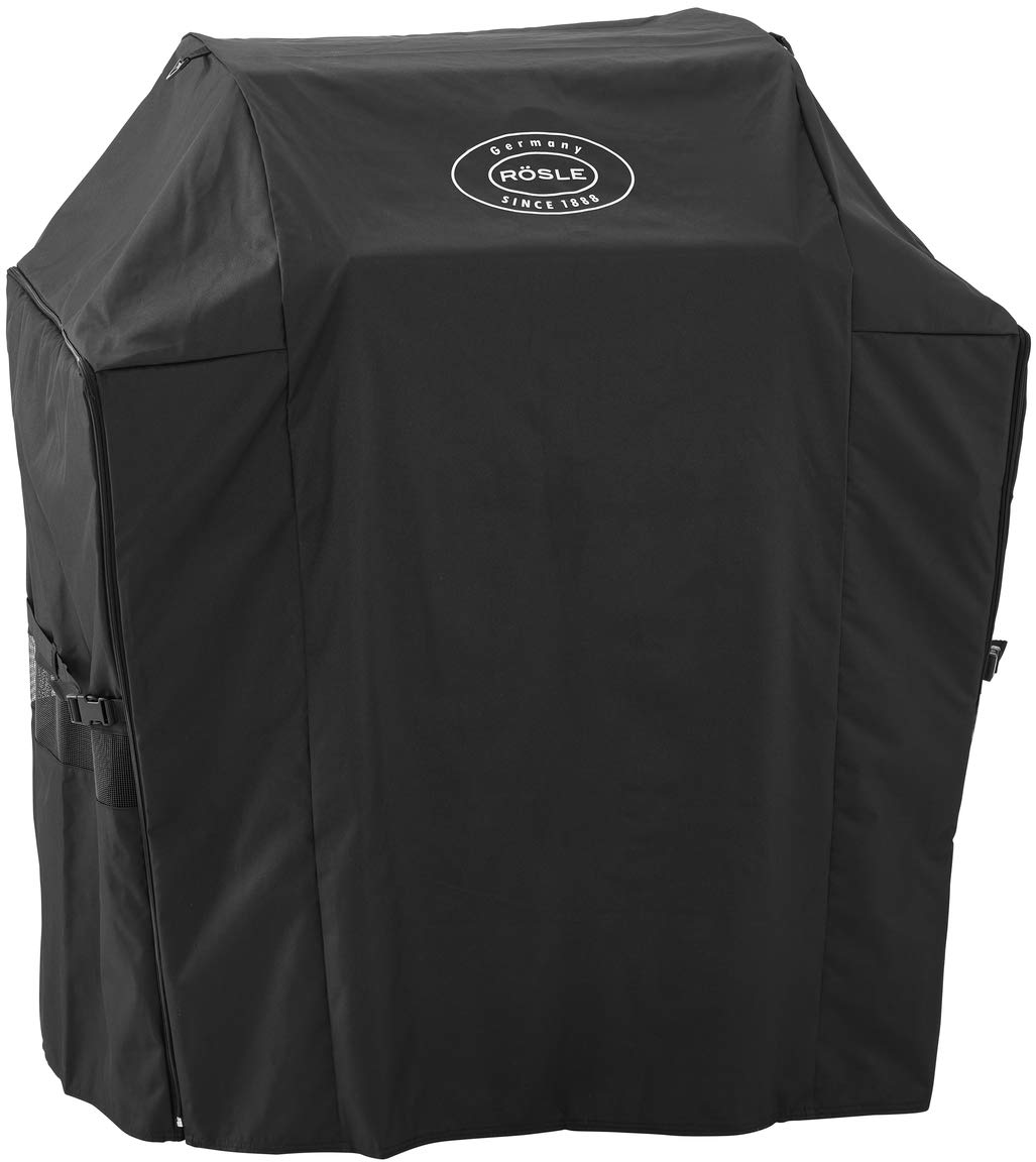 RÖSLE Abdeckhaube BBQ-Station VIDERO G3/G3-S, Hochwertige Schützhülle aus 100% Polyester mit PU-Beschichtung, praktischer Reißverschluss, wetterfeste Abdeckung, Schwarz