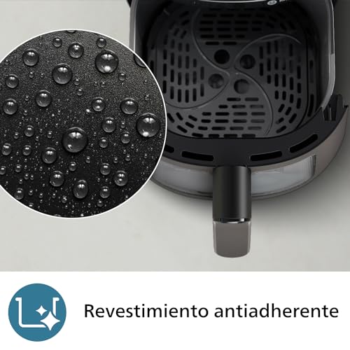 Philips Airfryer serie 2000 6,2L - 1700W de Potencia, Ventana transparente, Tecnología RapidAir, Pantalla táctil digital, 13 opciones de cocción, Hasta un 90% menos de grasa, Negro (NA230/00)