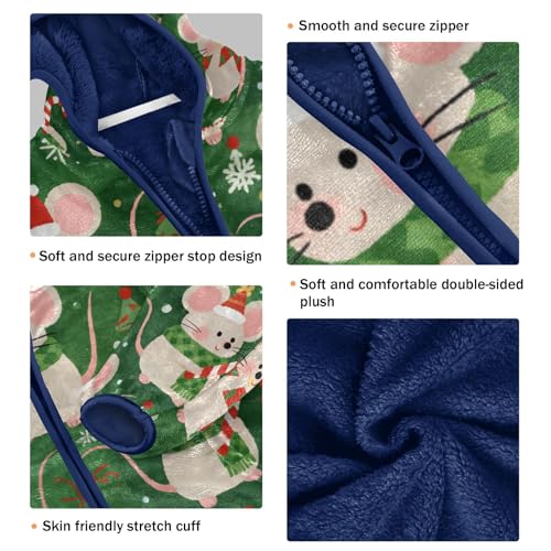 Christmas Mouse with Candy Canes Toddler Fleece Jacket Girl Boys Hooded Fleece Jacket Coat Warm Outwear Zip-up 3-10T3